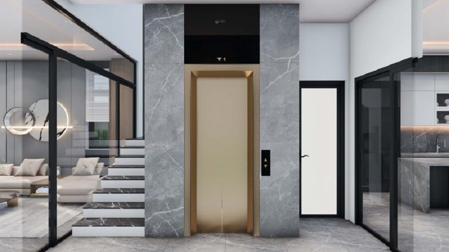 Mẫu cầu thang máy cho nhà phố hiện đại, sang trọng